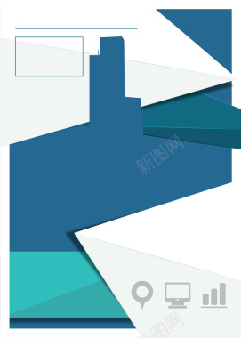 蓝色商业三角形分割海报背景材料背景