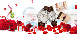 一款精美高档机械手表520情侣手表玫瑰相片背景高清图片