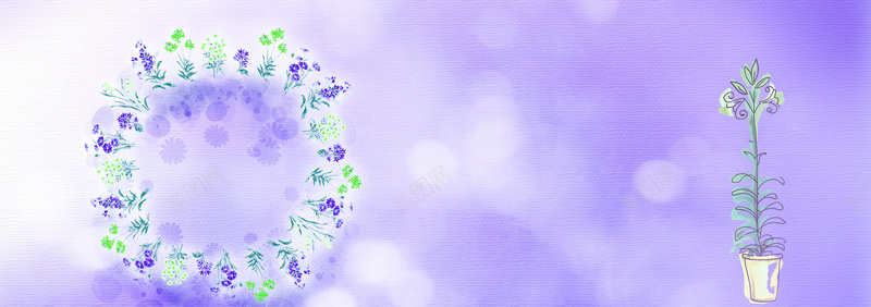 紫色手绘花卉背景jpg设计背景_新图网 https://ixintu.com 薰衣草 手绘 紫色 花卉 花盆 海报banner 卡通 童趣