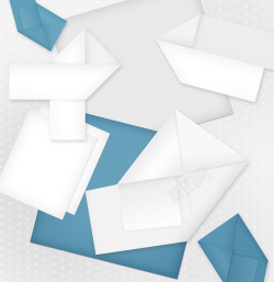 简单正方形白色蓝色简单大气折纸海报高清图片