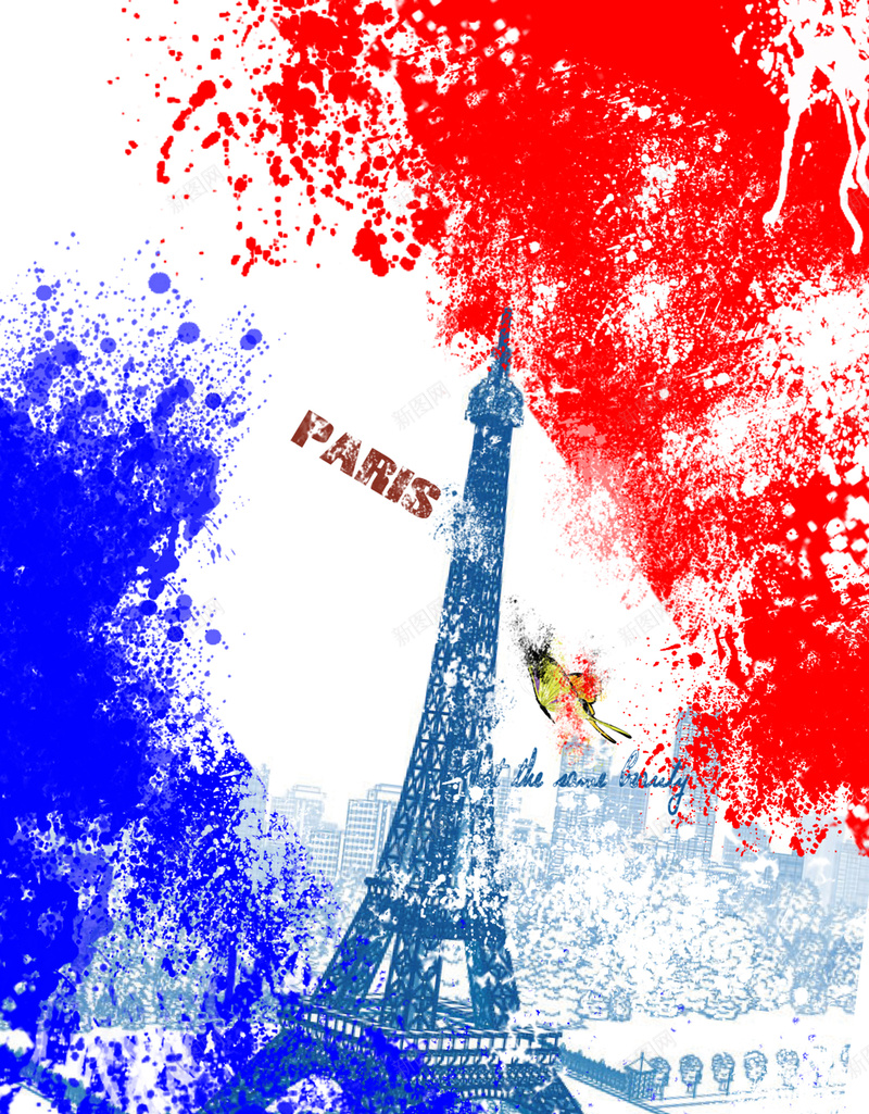 法国巴黎铁塔背景模板jpg设计背景_新图网 https://ixintu.com 法国 巴黎铁塔 海报 手绘 扁平 卡通 童趣