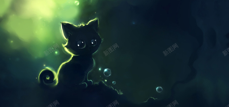 可爱绿色猫咪jpg设计背景_新图网 https://ixintu.com 海报banner 卡通 可爱 童趣 绿色 手绘