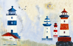 地中海建筑地中海灯塔背景模板高清图片