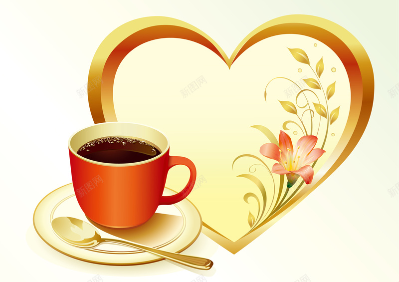 创意欧式咖啡背景矢量素材eps设计背景_新图网 https://ixintu.com 矢量素材 创意 咖啡 欧式 背景 心形 花边 花卉 杯子