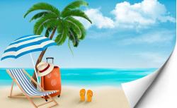 黄昏海滩风景夏季旅游海报背景高清图片