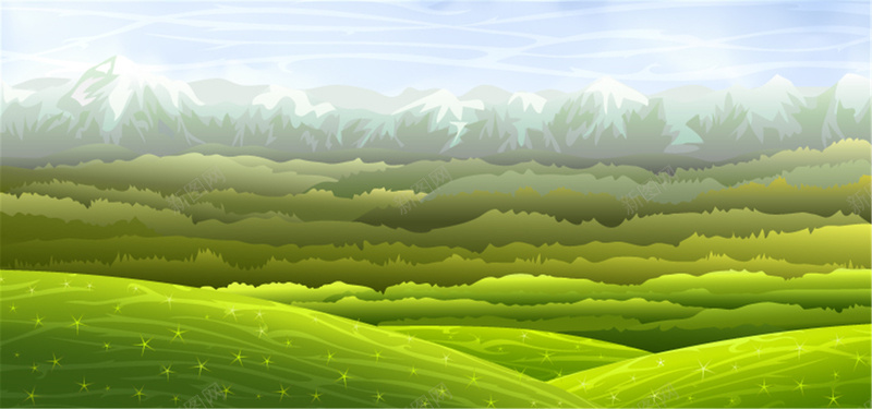 绿色森林背景jpg设计背景_新图网 https://ixintu.com 绿色 树林 远方 简约 蓝天 海报banner 卡通 童趣 手绘