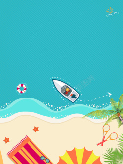 男青年旅游摄影插画海滩卡通插画旅游平面广告高清图片