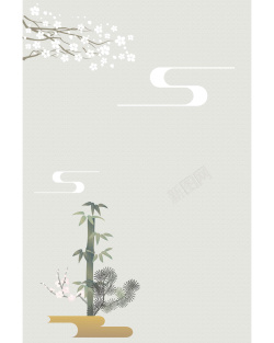 竹子花卉剪纸简约文艺花卉平面广告高清图片
