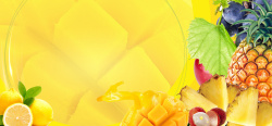 黄色菠萝水果黄色扁平banner高清图片