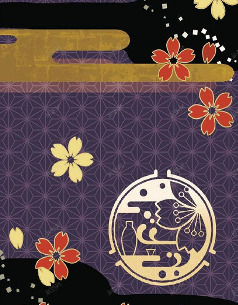 日式H5背景素材jpg设计背景_新图网 https://ixintu.com 日式素材 日式风格 图案 日式 花朵