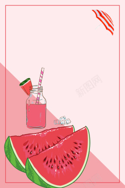 鲜榨西瓜汁夏季果汁海报背景素材背景