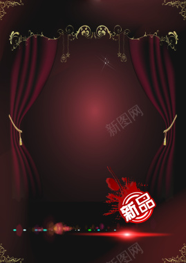 红色幕布节日新品发布背景背景