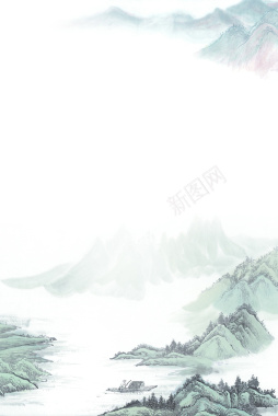 中国风水墨山水展板背景背景