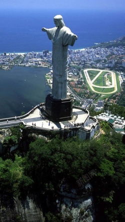 航拍城市巴西城市雕塑航拍H5背景高清图片