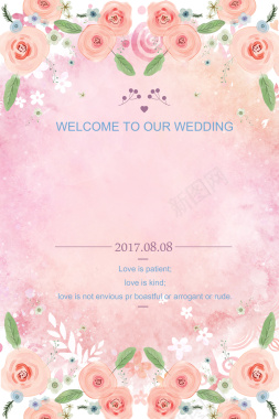 梦幻花卉婚礼海报背景模板背景