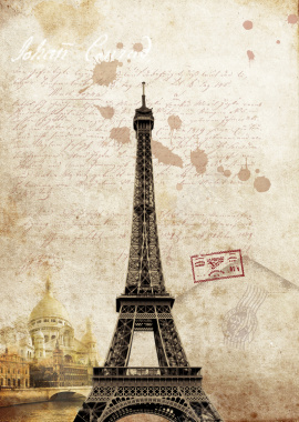 埃菲尔铁塔复古建筑海报背景背景
