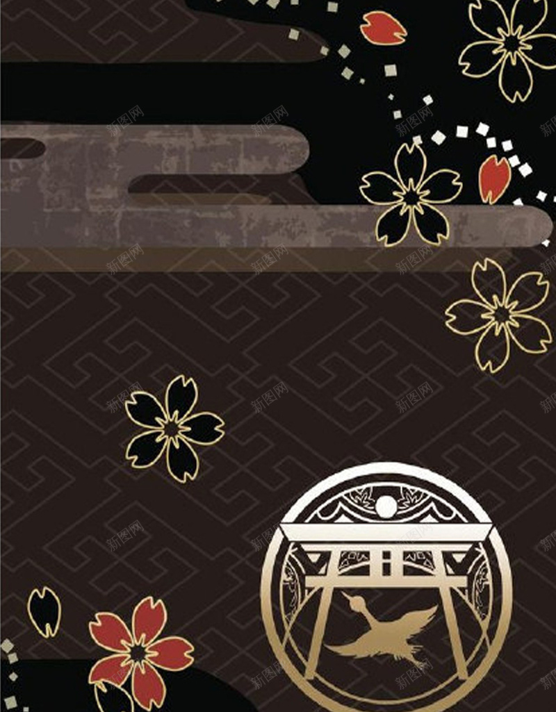 日式H5素材jpg设计背景_新图网 https://ixintu.com 日式 花朵 日式风格 图案 日式素材