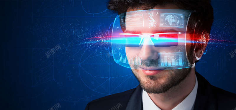 蓝色科技感科技VR海报背景