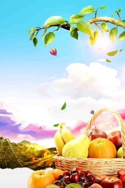 芒果汁海报鲜榨果汁夏季饮料创意果汁海报高清图片