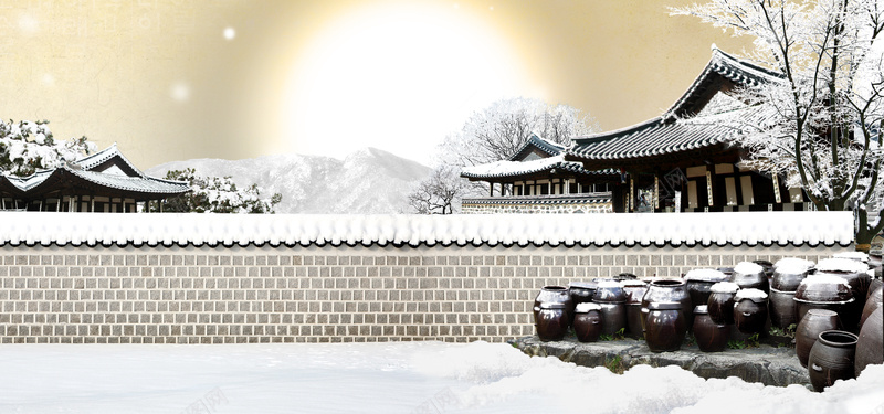 中国风背景jpg设计背景_新图网 https://ixintu.com 古代建筑 雪 海报banner 中国风