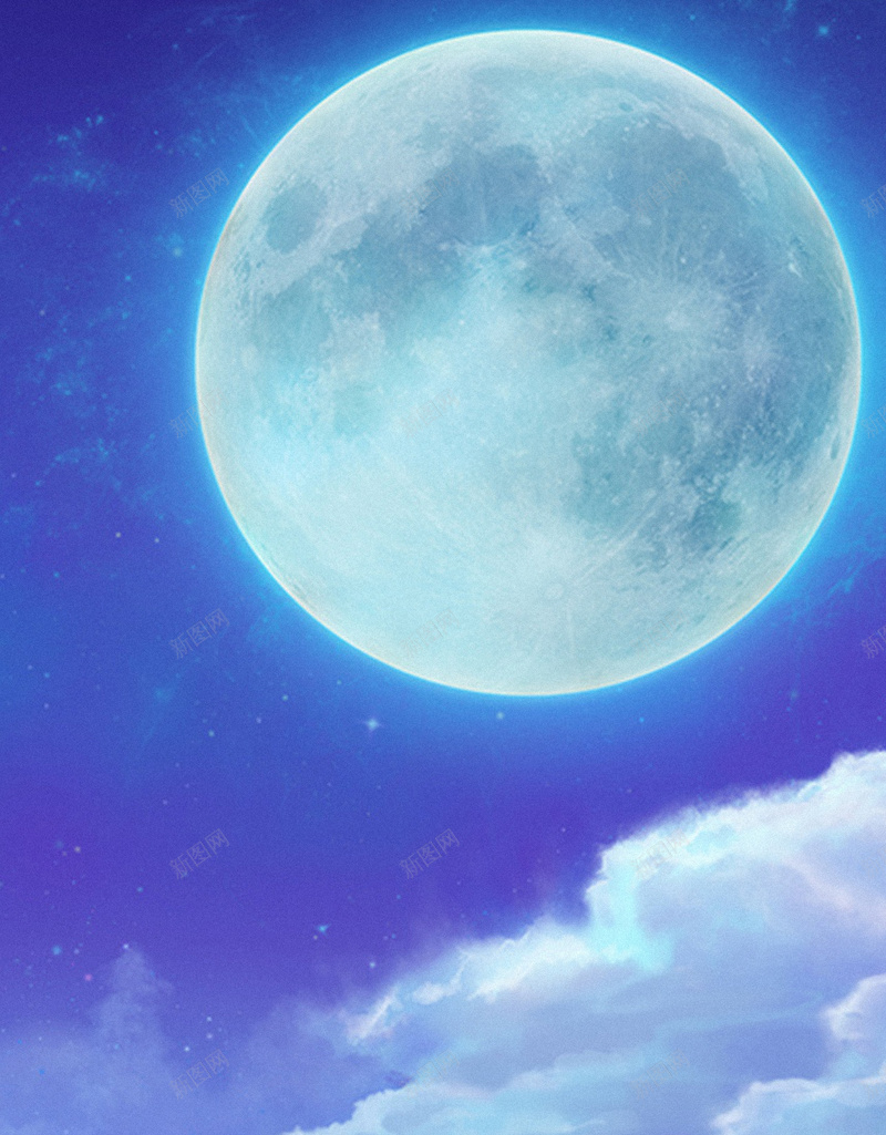 月空H5背景jpg设计背景_新图网 https://ixintu.com 云彩 卡通 天空 明月 蓝色 H5背景 H5 h5 童趣 手绘