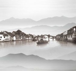 西塘古镇海报古风河边小镇广告背景高清图片