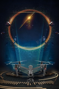 智能航拍科技感无人机飞行器背景素材高清图片