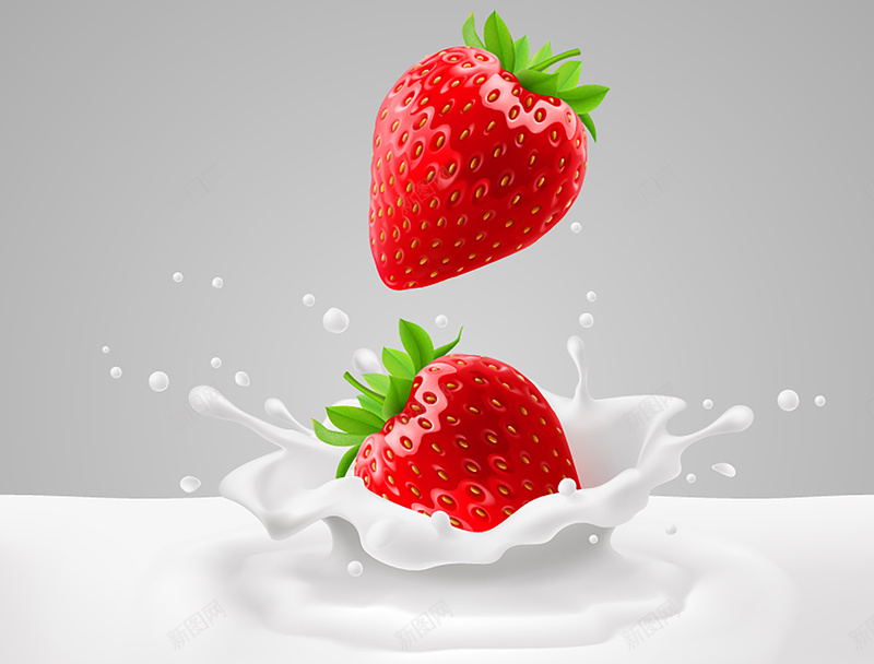 草莓牛奶psd设计背景_新图网 https://ixintu.com 可爱 开心 温暖 牛奶 草莓