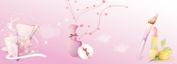 口红礼盒粉色手绘化妆品背景高清图片