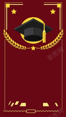 红色学士帽毕业晚会典礼H5背景素材背景