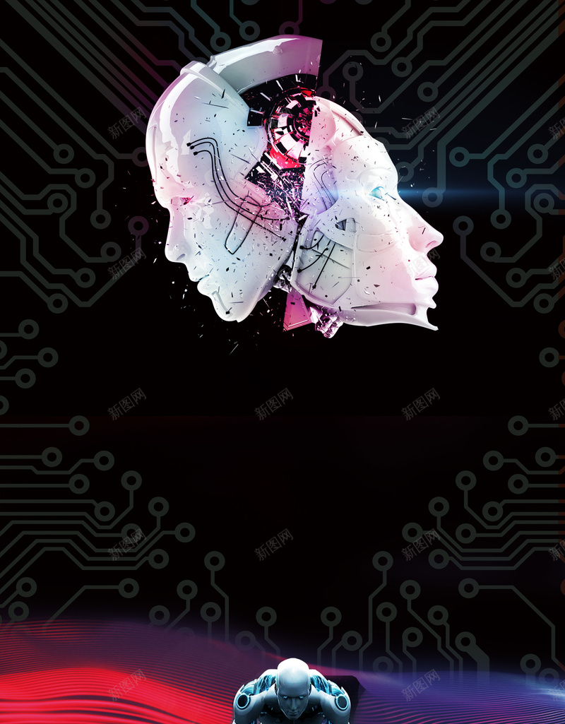 2018年黑色大气高端人工智能海报psd设计背景_新图网 https://ixintu.com 人机交互 科技海报 科技展 峰会 论坛 大数据 机器人 智能时代