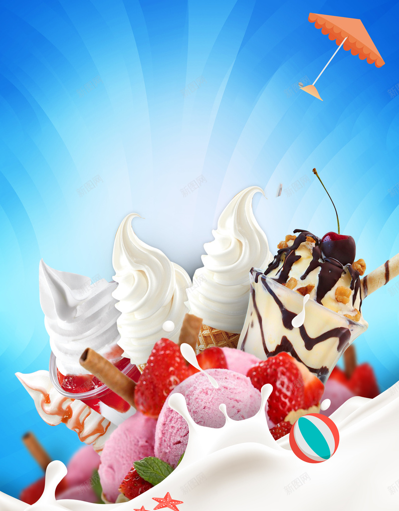 美食冰淇淋蓝色渐变海报jpg设计背景_新图网 https://ixintu.com 水果冰淇淋 冰淇淋店 冰淇凌 冰激淋 甜筒 甜品 蓝色 渐变 冰淇淋球 奶花