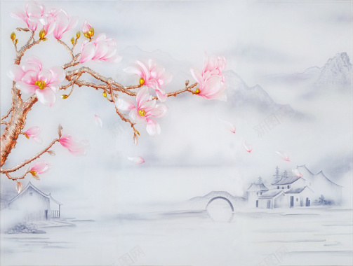 中国风雪景背景