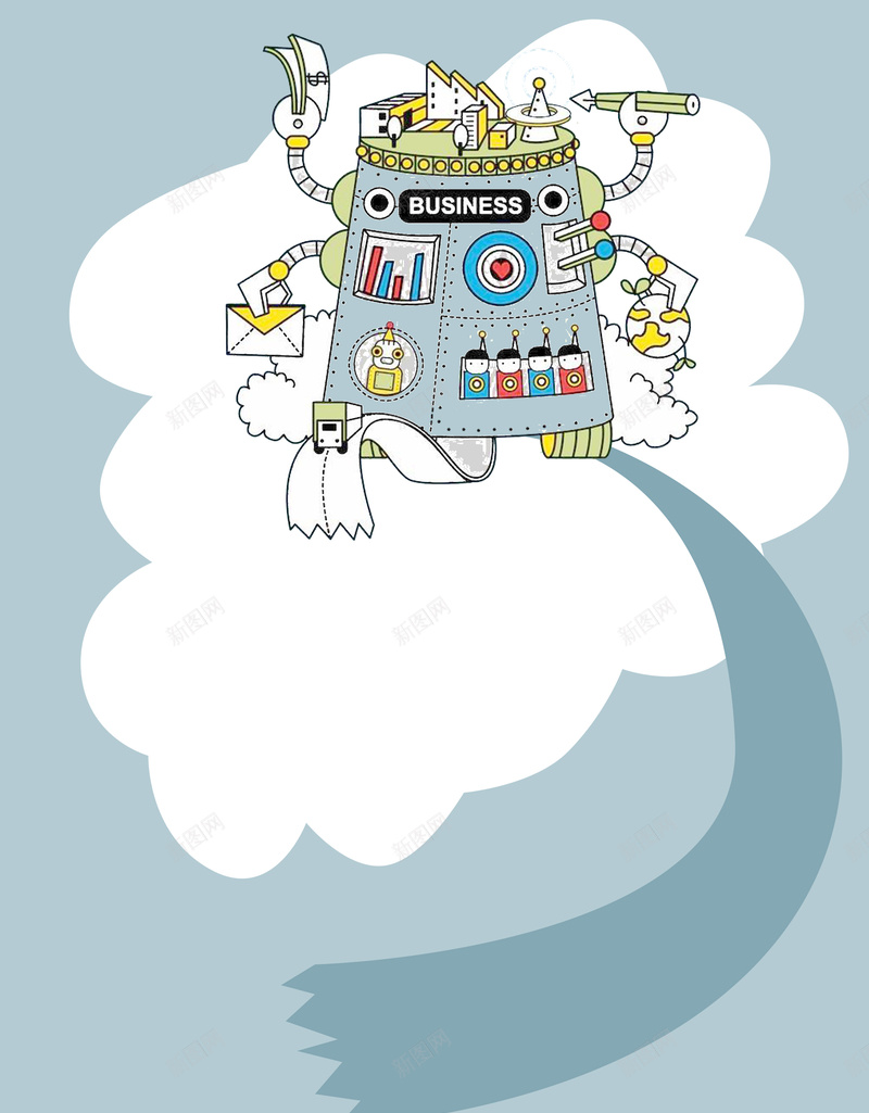 蓝色机器人卡通背景psd设计背景_新图网 https://ixintu.com 蓝色 卡通 机器人 可爱 童趣 手绘