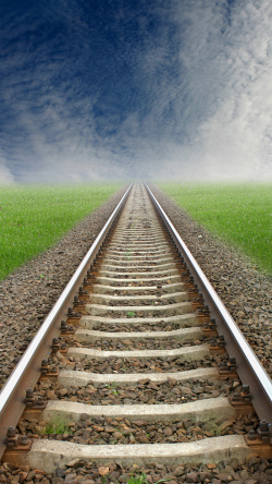一路向前通往蓝天的铁路H5背景素材高清图片