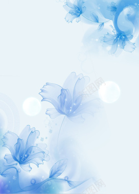 蓝色花卉海报背景背景