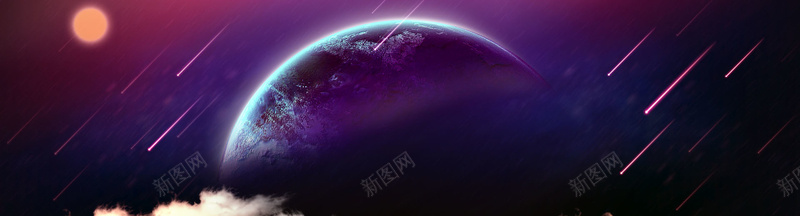 流星banner背景图psd设计背景_新图网 https://ixintu.com 夜空 酷炫 流星 碉堡 海报banner 科技 科幻 商务