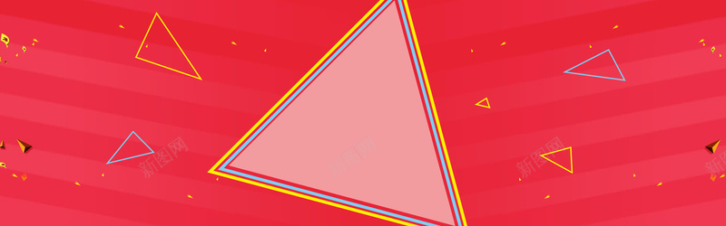 红色几何三角促销背景背景