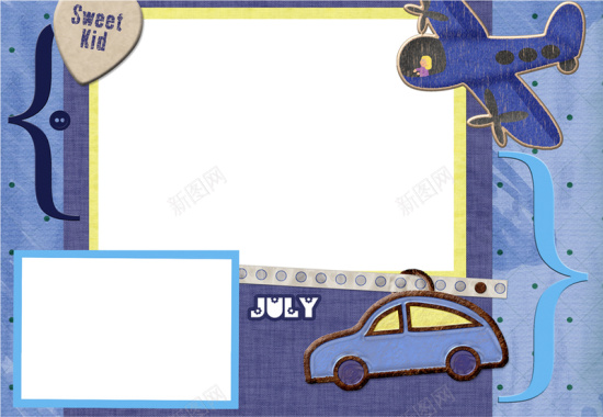 蓝色卡通飞机汽车台历海报背景模板背景