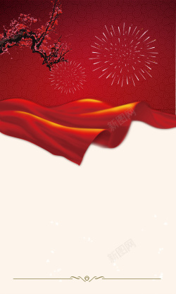 谢师宴海报简约古风红色绸带酒楼谢师宴海报背景高清图片