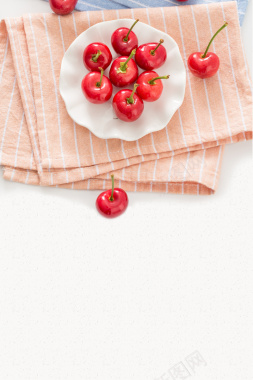简约清新樱桃夏季水果海报背景