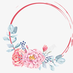 圆形刺绣牡丹中国风圆形元素高清图片