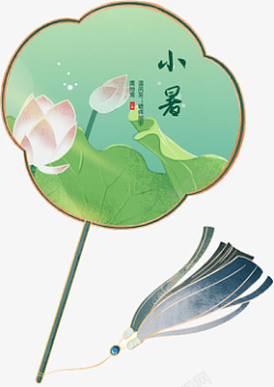 中国风创意扇子夏天小暑中国风荷花扇子高清图片
