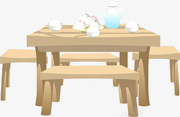 桌椅茶具古代ai免抠素材_新图网 https://ixintu.com 古代 桌椅 茶具 木制