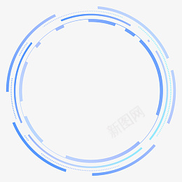 圆形科技感蓝色边框png免抠素材_新图网 https://ixintu.com 科技感 圆圈 线条 蓝色 边框