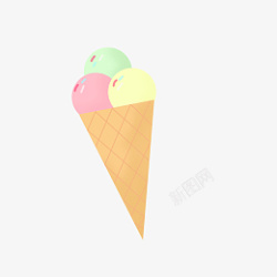 一个甜筒冰淇淋三色甜筒冰淇淋高清图片