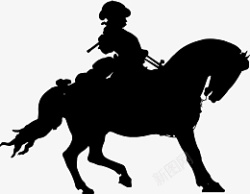 骑马图黑色手绘骑马的人物png高清图片