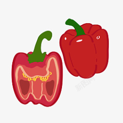 手绘甜椒蔬菜品种红菜椒矢量图高清图片