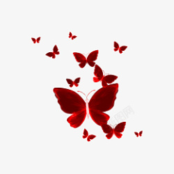 红色蝴蝶装饰小元素素材