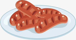 夏日烤串盘子香肠热狗创意美食元素高清图片